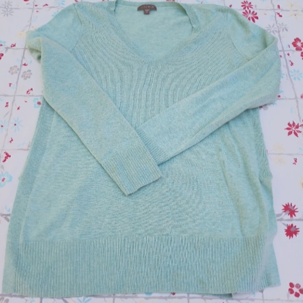 Lilla P Lavender M Mint CottonModalV-Neck LngSlve Lightweig Knit Top Sweater